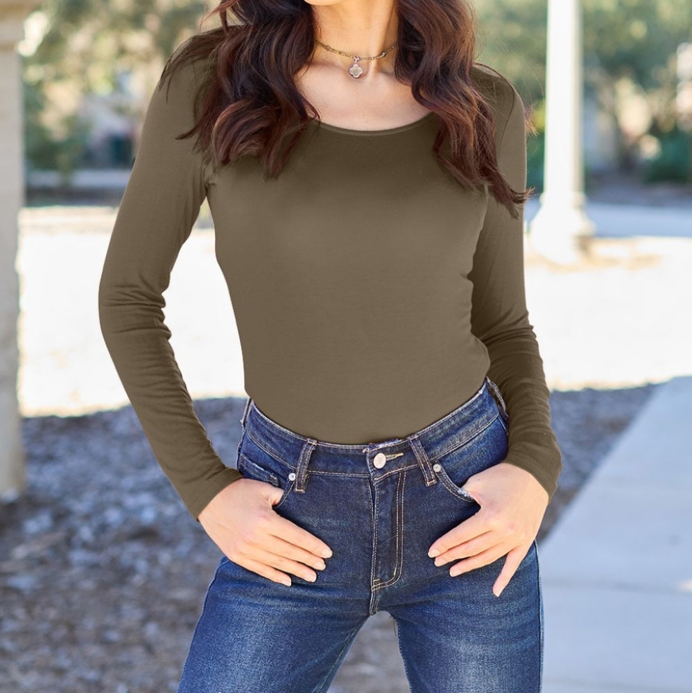 Mocha Round Neck Bodysuit - Picture 4 of 12